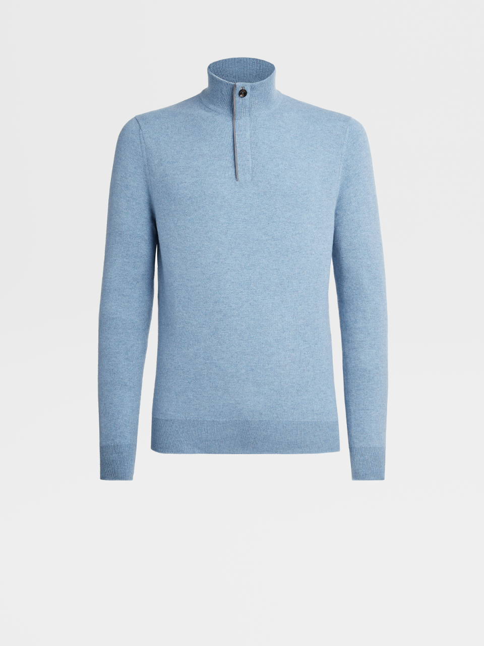 Light Blue Premium Cashmere Knit Mock Neck Sweater